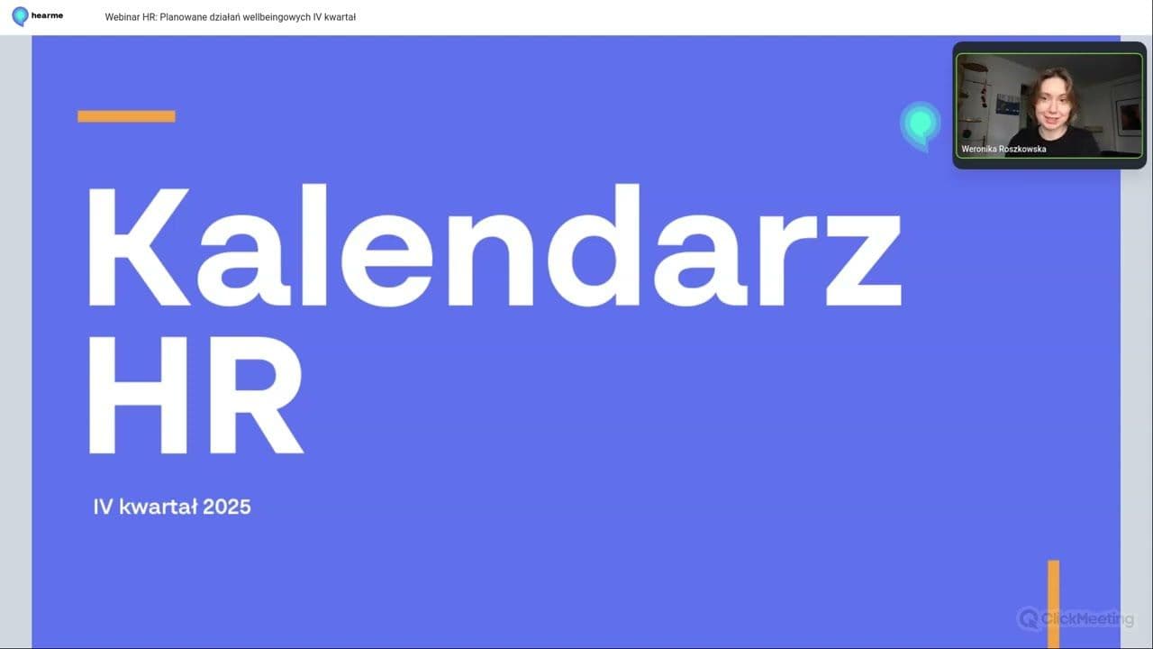 Planowanie działań wellbeingowych IV kwartał | Kalendarz HR